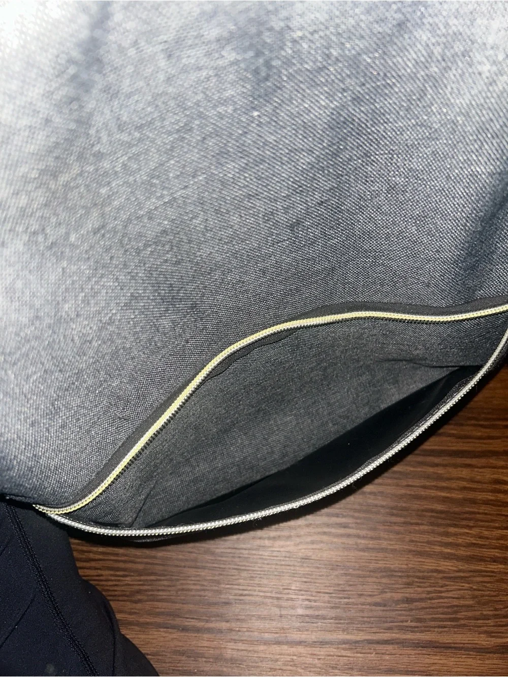 Gray Canvas Backpack with Tan / gold Accents with gold hardware - laptop